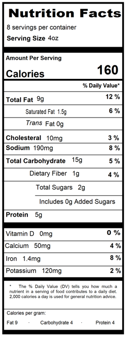 Original Nutrition Label