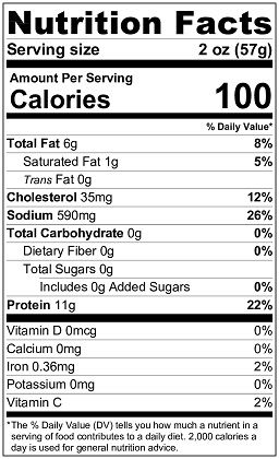 Original Nutrition Label