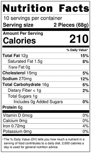 Original Nutrition Label