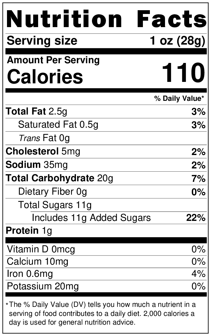 Original Nutrition Label
