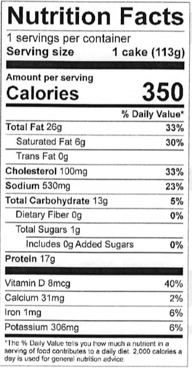 Old Nutrition Label