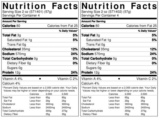Original Nutrition Label